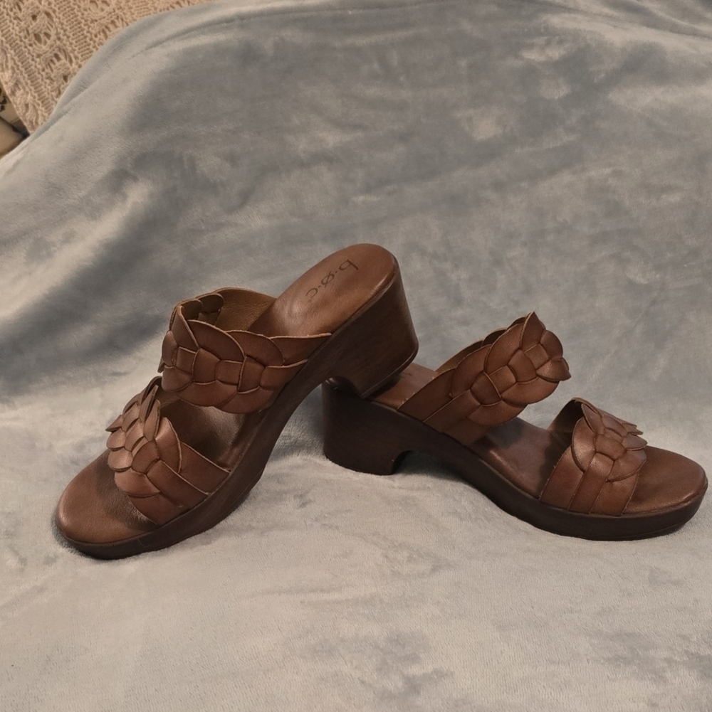 BOC Brown Braided Women's Heeled Sandals, Size 6 (1029)